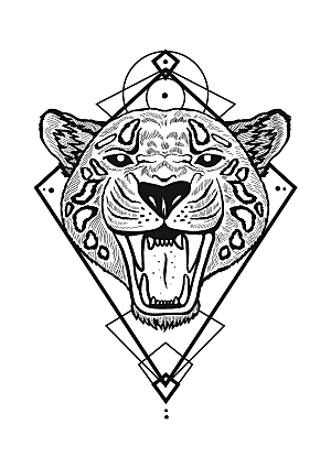 老虎狮子动物图腾印花图案元素