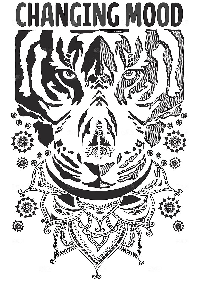 手绘简约大气动物图案插画