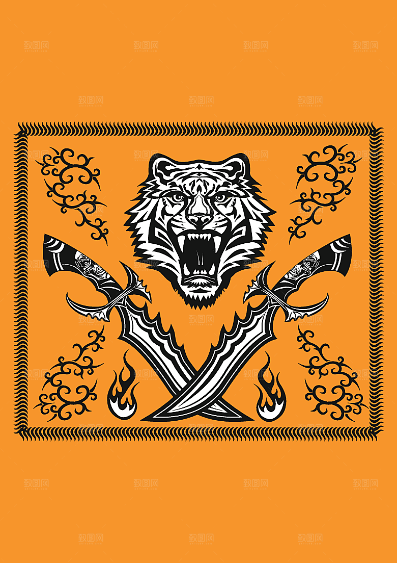 手绘简约大气动物图案插画