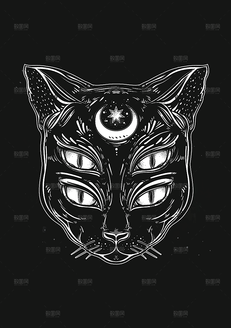 手绘简约大气动物图案插画