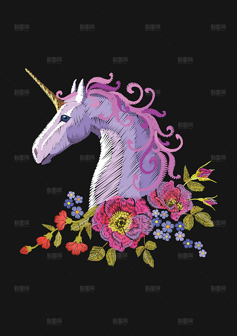 老虎狮子动物图腾印花图案元素