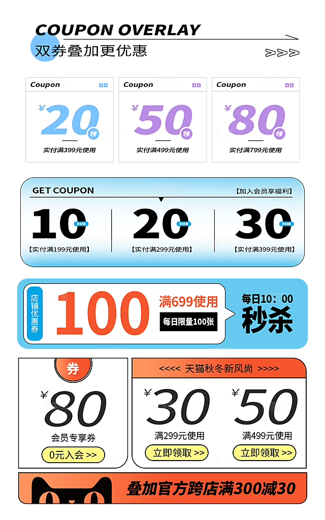 电商淘宝店铺促销优惠券素材
