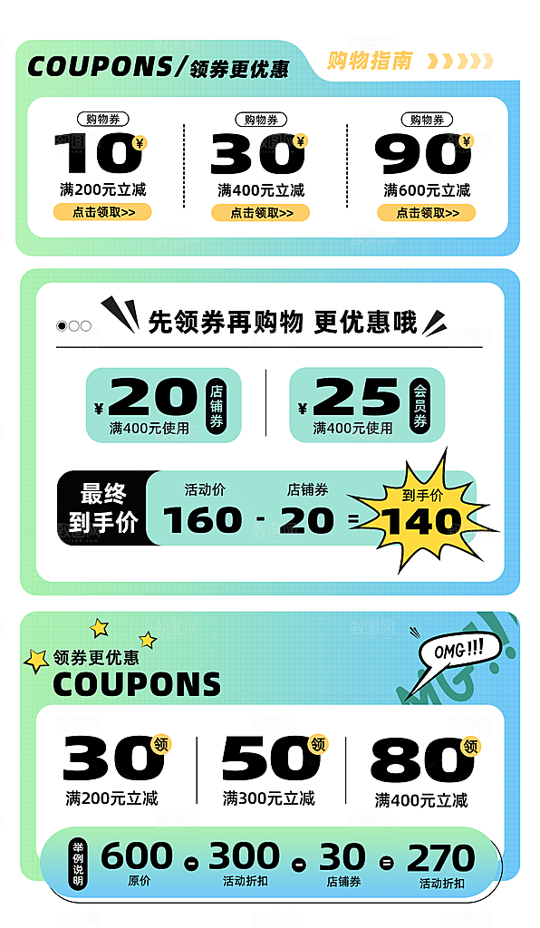 电商淘宝店铺促销优惠券素材