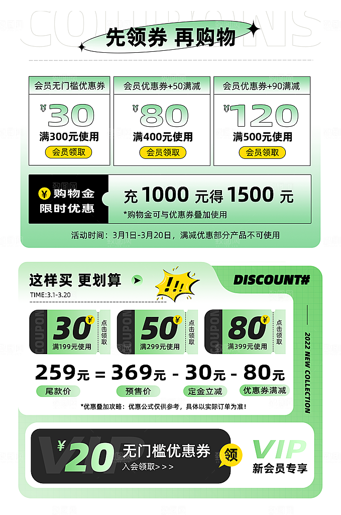 电商淘宝店铺促销优惠券素材