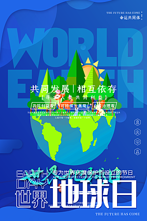 高端世界地球日宣传海报
