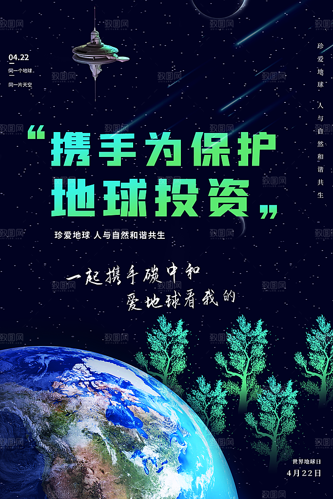 高端世界地球日宣传海报