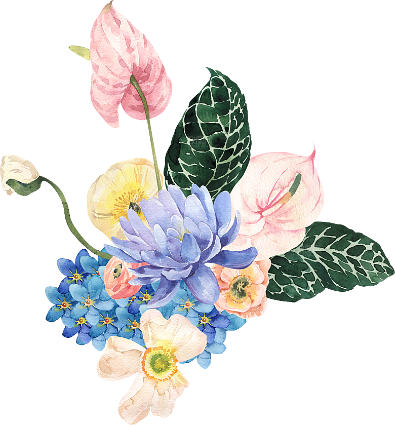 手绘植物花卉花朵复古元素
