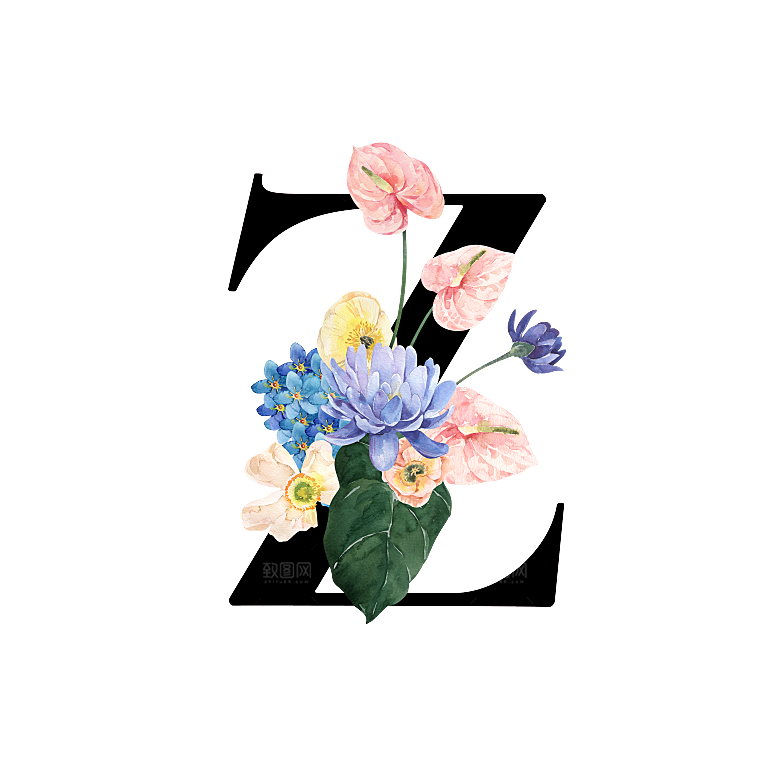 简约大气手绘花朵数字PNG素材