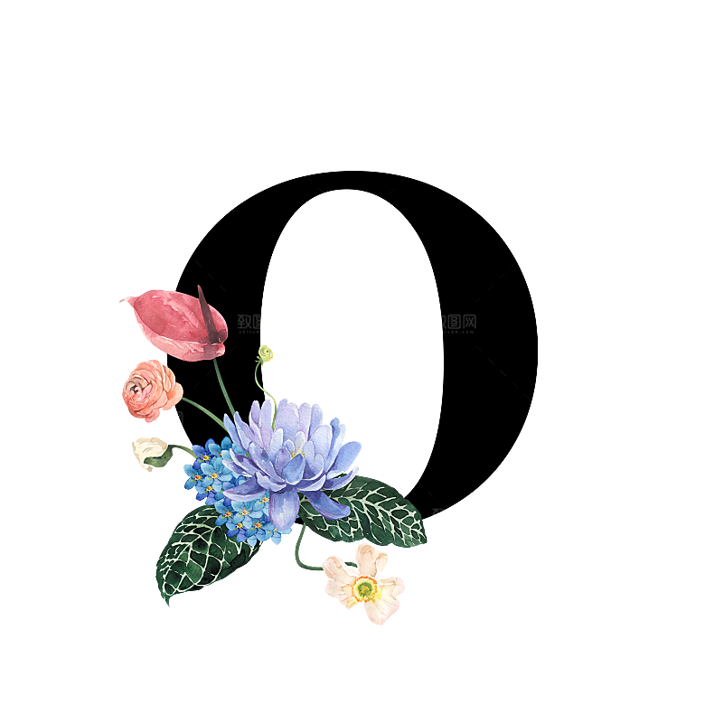 简约大气手绘花朵数字PNG素材