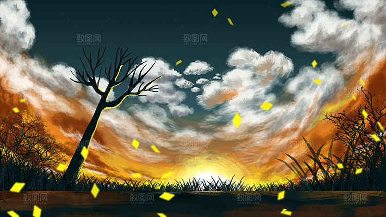 卡通唯美手绘风景插画