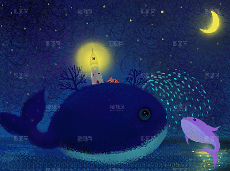 卡通唯美手绘风景插画