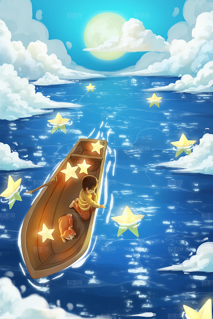 简约大气手绘插画海报