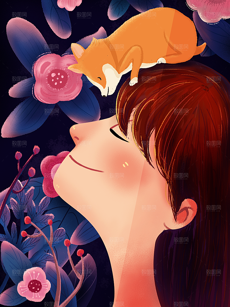 卡通唯美手绘风景插画海报