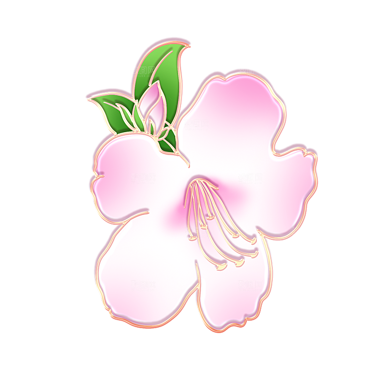 中式金边立体花卉牡丹元素