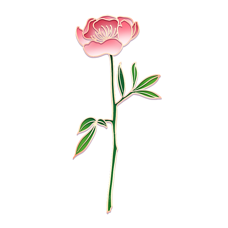 手绘装饰花卉牡丹免扣素材