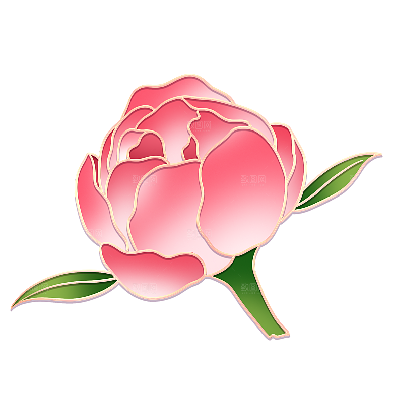 手绘装饰花卉牡丹免扣素材