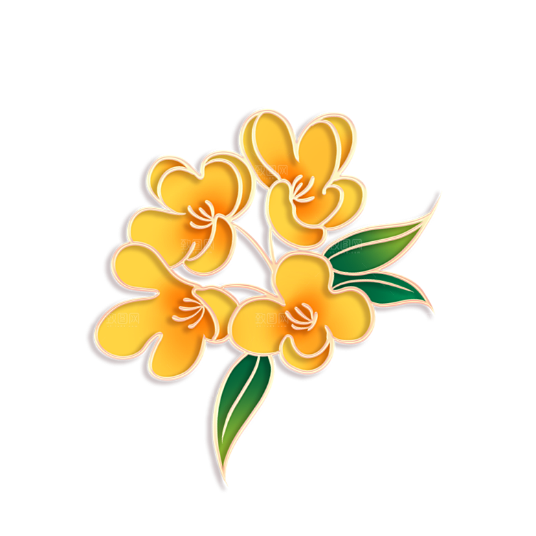 手绘装饰花卉牡丹免扣素材
