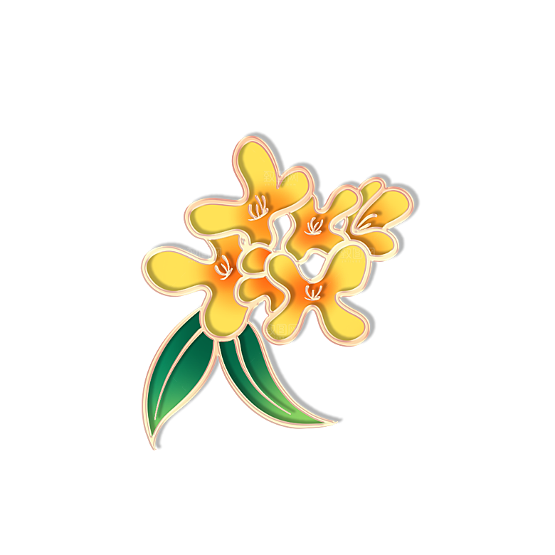 中式金边立体花卉牡丹元素
