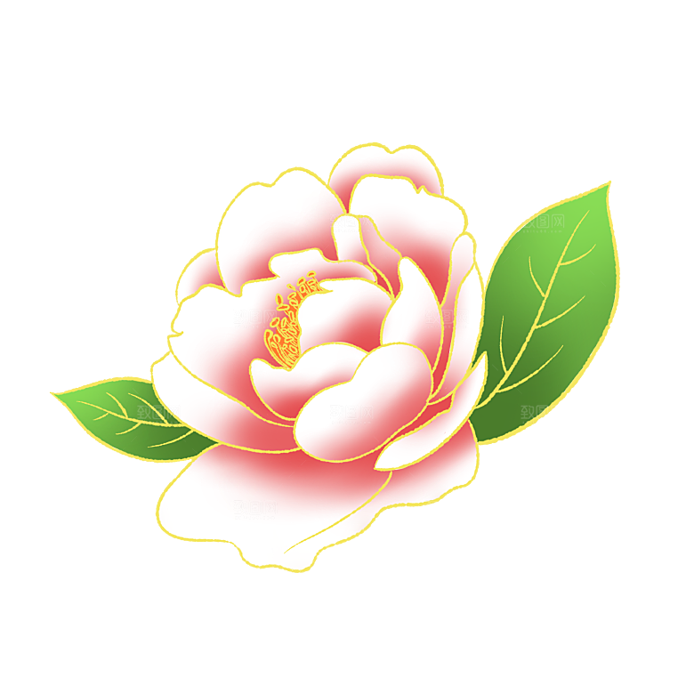 手绘装饰花卉牡丹免扣素材