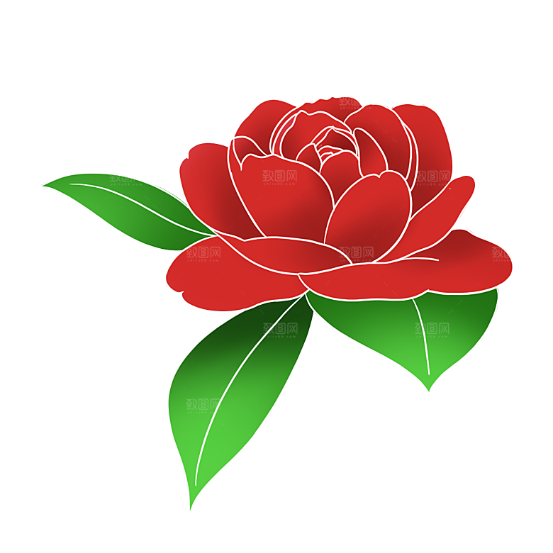 手绘装饰花卉牡丹免扣素材