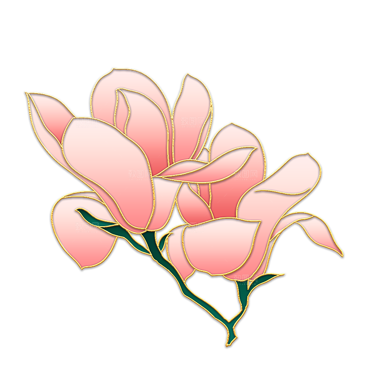 手绘装饰花卉牡丹免扣素材