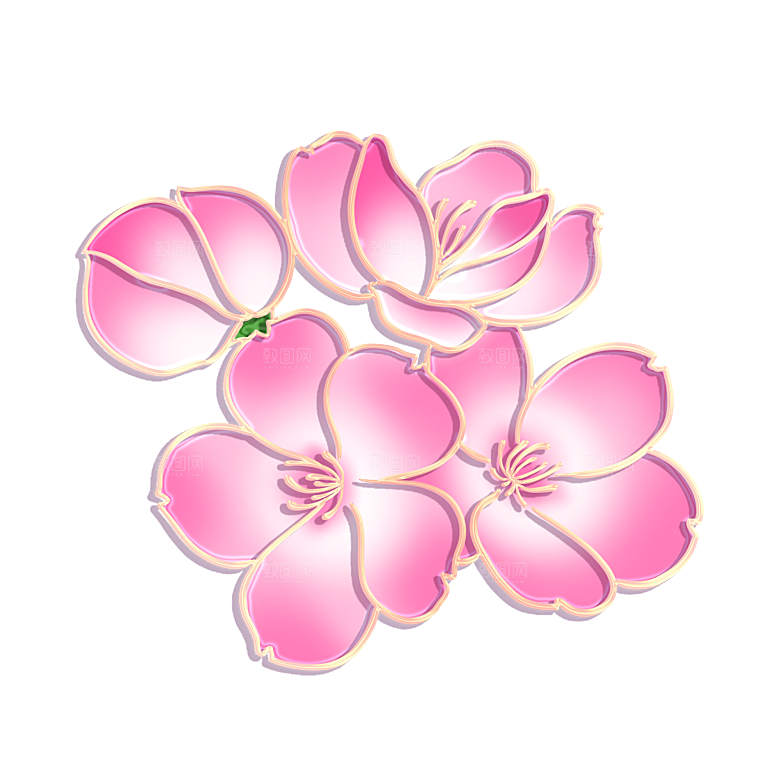 手绘装饰花卉牡丹免扣素材
