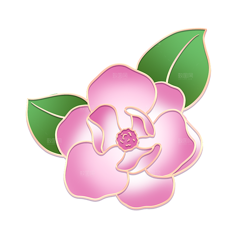 手绘装饰花卉牡丹免扣素材