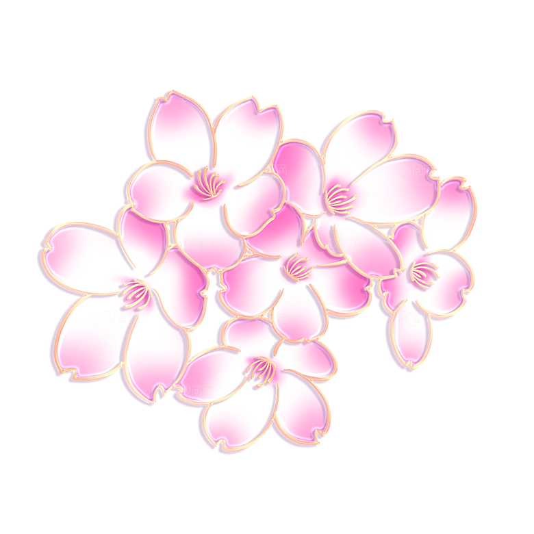 中式金边立体花卉牡丹元素