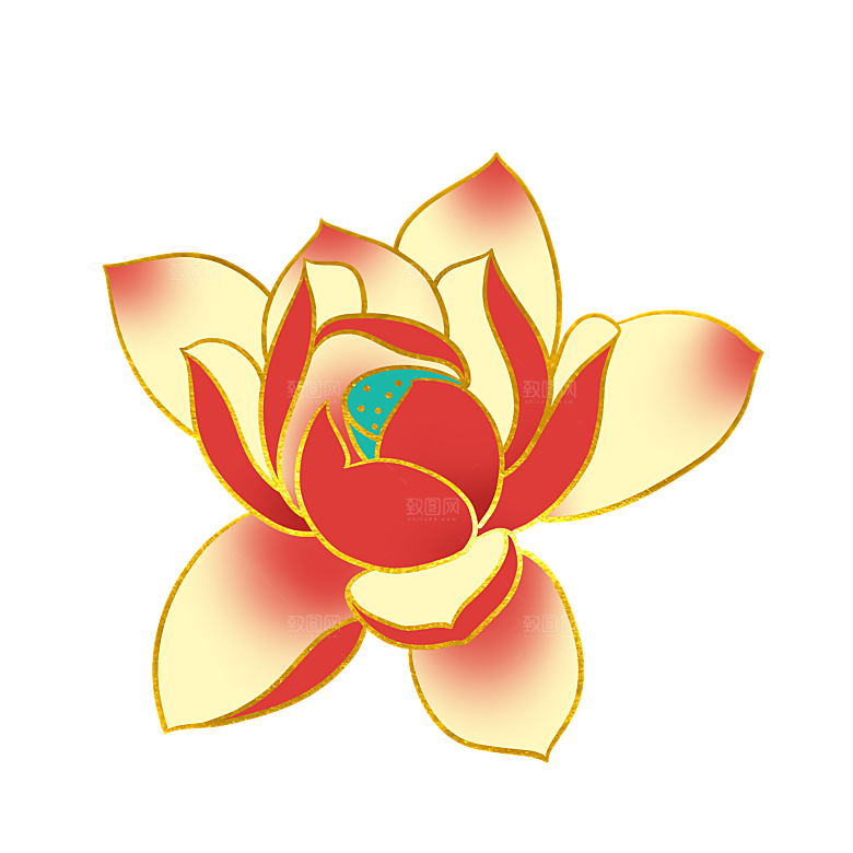 手绘装饰花卉牡丹免扣素材