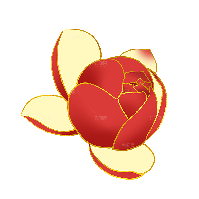 手绘装饰花卉牡丹免扣素材