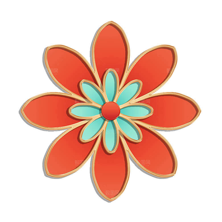 手绘装饰花卉牡丹免扣素材