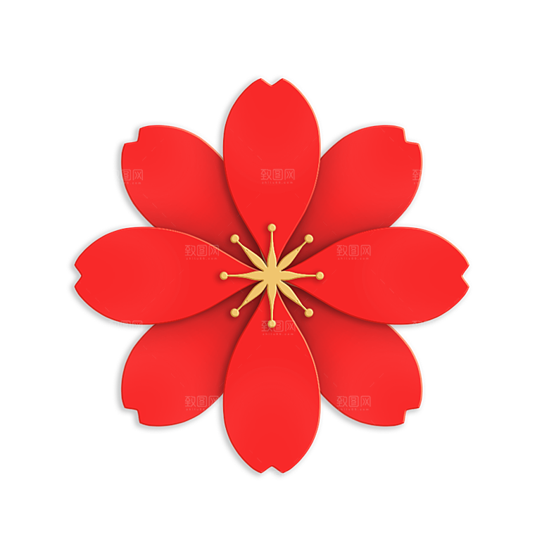 手绘装饰花卉牡丹免扣素材