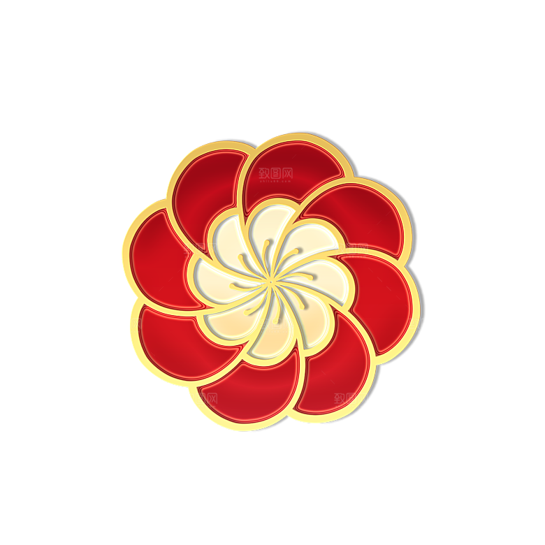 手绘装饰花卉牡丹免扣素材
