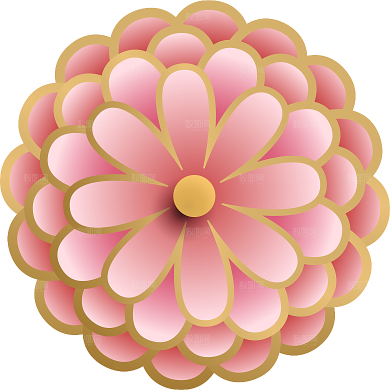手绘装饰花卉牡丹免扣素材
