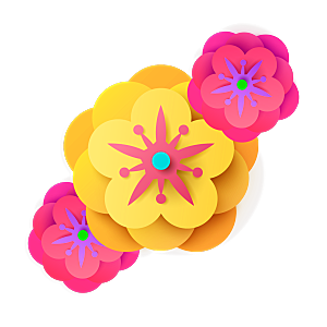 手绘装饰花卉牡丹免扣素材