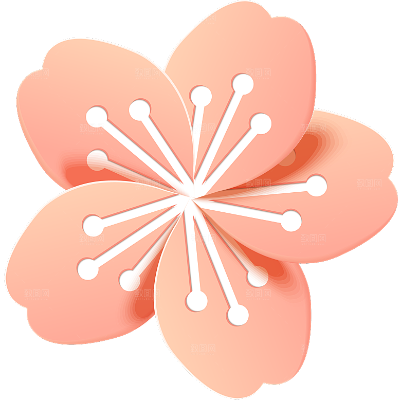 手绘装饰花卉牡丹免扣素材