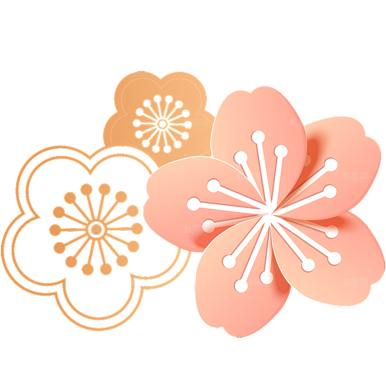 手绘装饰花卉牡丹免扣素材