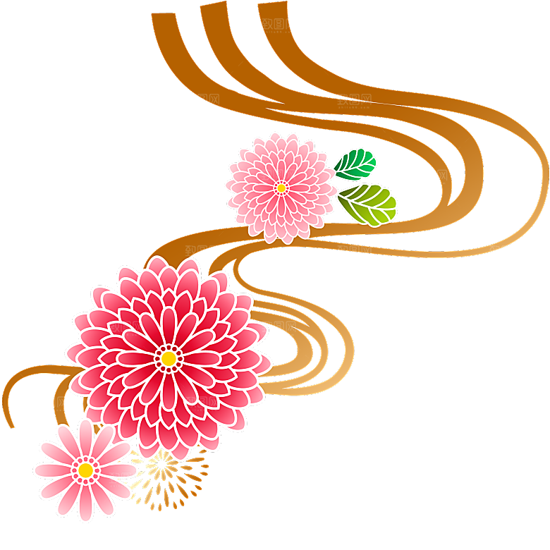 手绘装饰花卉牡丹免扣素材