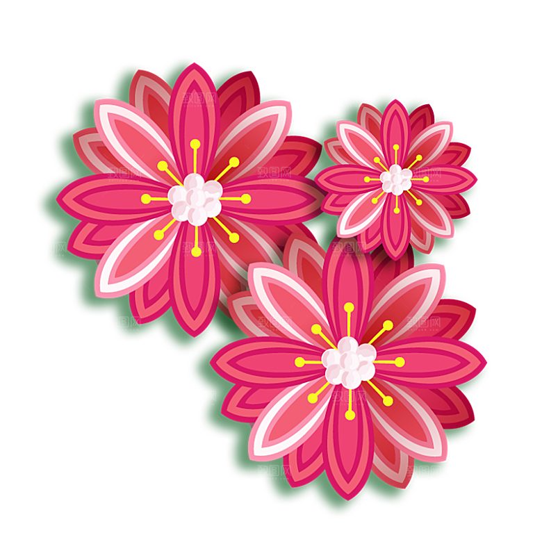 手绘装饰花卉牡丹免扣素材