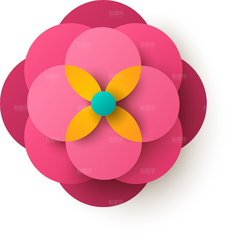 手绘装饰花卉牡丹免扣素材