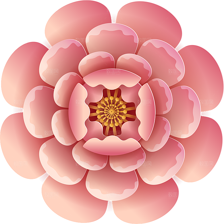 手绘装饰花卉牡丹免扣素材