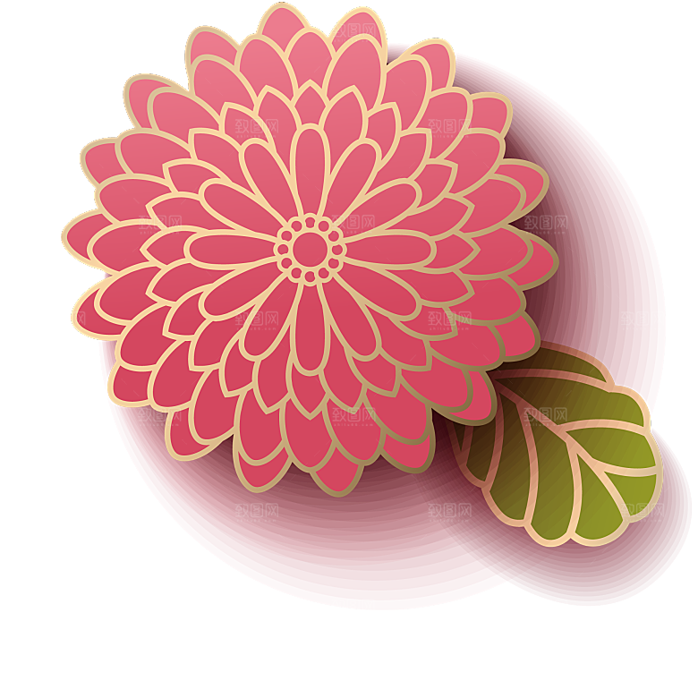 手绘装饰花卉牡丹免扣素材