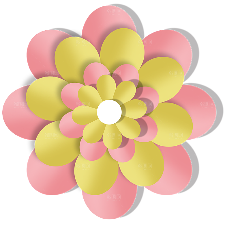 中式金边立体花卉牡丹元素