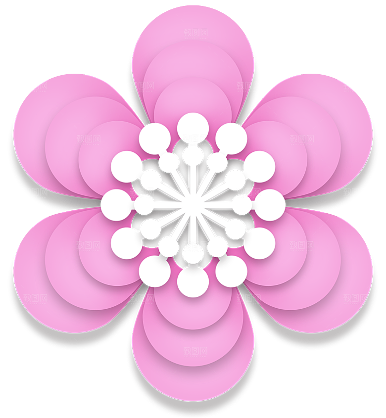 中式金边立体花卉牡丹元素