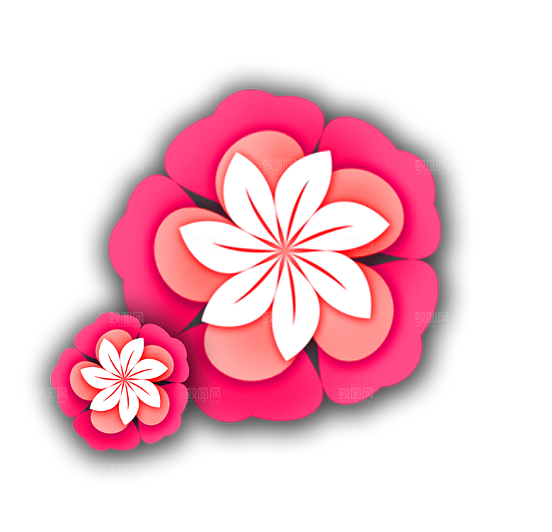 中式金边立体花卉牡丹元素