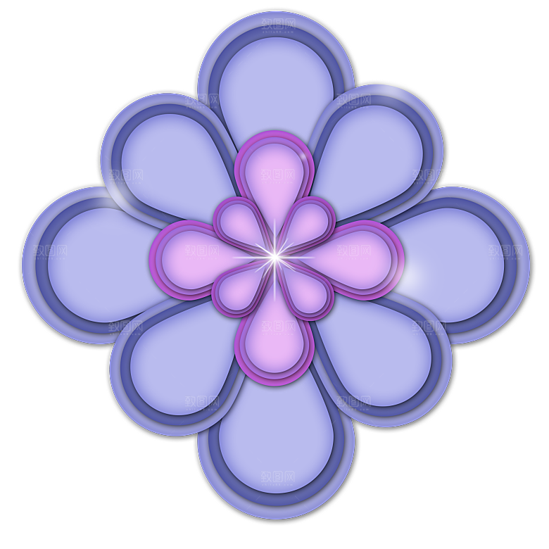 手绘装饰花卉图形免扣素材