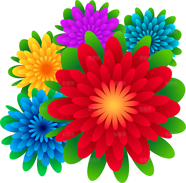手绘装饰花卉图形免扣素材