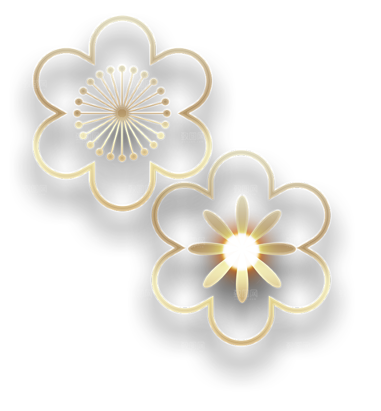手绘装饰花卉图形免扣素材
