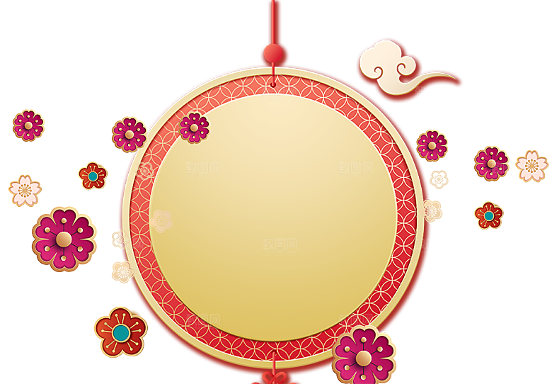 手绘装饰花卉祥云免扣素材