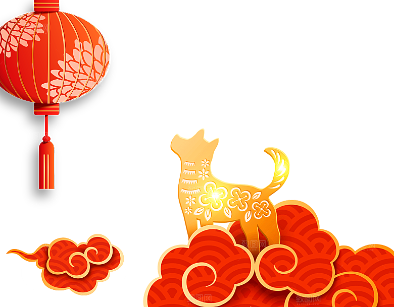 中式金边立体花卉牡丹元素